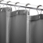 AmazerBath Grey Shower Curtain Waffle Textured, Small Stall Shower Curtain Gray Fabric, Bathroom Shower Curtains for RV/Camper, Heavy Duty 240GSM, 36 x 72 Inches