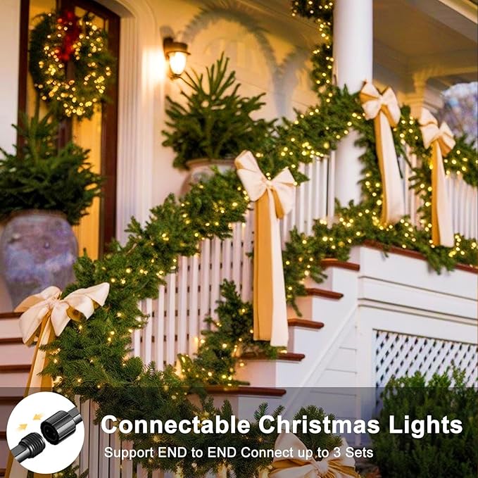 echosari 400 LED Christmas String Lights, Connectable Extra Long 66Ft Outdoor Christmas Tree Lights Plug in with Remote Timer for Patio Garden Tree Decor (Warm White)