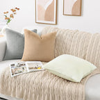 Pallene Faux Fur Plush Lumbar Throw Pillow Covers 12x20 Set of 2, Soft Fluffy Couch Pillow Covers for Living Room, Khaki