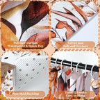 Newwiee 7 Pcs Fall Pumpkin Shower Curtain Sets Vintage Pumpkin Bathroom Set Thanksgiving Bathroom Curtain Shower Set Include Towels Non Slip Rugs Toilet Lid Cover Bath Mat(Fall Pumpkins Leaves)