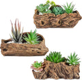 3 Pcs Driftwood Stump Log Concrete Planter Driftwood Planter Succulent Pot Plant Pot for Succulents for Outdoor Indoor Home Patio Garden Decoration (Retro)