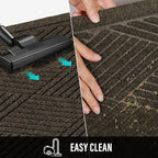 Sturdy Front Door Mat, Absorbent Muddy Dirt Resist Welcome Door Mats Outdoor Indoor, Stain and Fade Resistant, Non-Slip Rubber Backing Low Profile Doormat for Entryway, 30×17, Brown