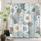 Floral Shower Curtain Rustic Various Floral Plant Curtain for Bathroom Tropical Botanical Farmhouse Waterproof Decor Shower Curtain with Hooks 72x96Inch