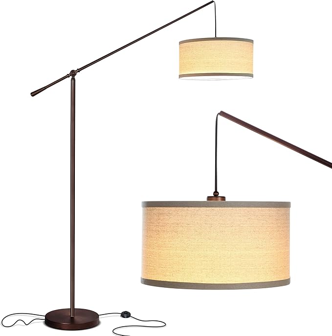 Brightech Hudson 2 - LED Floor lamp, Tall Lamp with Sturdy Base, Contemporary Arc Lamp for Living Rooms & Offices, Great Living Room Décor, Mid Century Modern Light for Bedroom - Rubbed Bronze