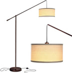 Brightech Hudson 2 - LED Floor lamp, Tall Lamp with Sturdy Base, Contemporary Arc Lamp for Living Rooms & Offices, Great Living Room Décor, Mid Century Modern Light for Bedroom - Rubbed Bronze