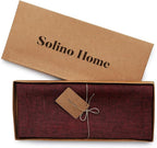 Solino Home Linen Table Runner 72 Inches Long - Athena, 100% Pure Linen Red Garnet Dining Table Runner 14 x 72 Inch for Fall, Autumn, Thanksgiving, Christmas, Holiday