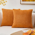 Kevin Textile Fall Throw Pillow Covers Soft Corduroy Decorative Set of 2 Boho Striped Pillow Covers Pillowcases Farmhouse Home Decor for Couch Bed Sofa Living Room 26x26 Inch Orange Yellow