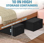 Deep Under Bed Storage Container, 10" Tall Height Underbed Box Bin with Lids 31" Long Large Basket for Under Bed, Bedroom, Dorms, Clothes, Bed sheets, Blankets, 2 Pack, Black