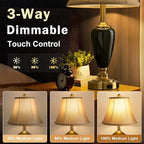 24" Ceramic Table Lamp with 3 Way Dimmable Touch Lamps - 2 USB Ports & AC Outlet Bedside Lamps, Modern Nightstand Lamp for Bedroom Living Room Office (Bulb Included)