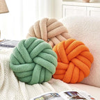 Uvvyui Knot Pillows, 14 Inch Decorative Throw Pillows Round Pillows Cushion, Soft Handmade Knotted Ball Pillow Plush Cushion Home Decor for Bed Couch Living Room (Orange, 14 Inch)