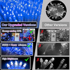 750 LED 240FT Christmas String Lights Outdoor, 12 Pro Modes and Timer Memory & Brightness, Plug in Outdoor Waterproof Clear Wire Twinkle Light for for Xmas Yard Tree Wedding Party Decor (Blue)