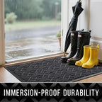 Yimobra Extra Large Door Mat 60x36, All-Season Waterproof Doormat Outdoor Entrance, Heavy Duty Non-Slip Outside Door Mat for Garage Patio Proch Entryway Indoor, Easy Clean, Black Gray