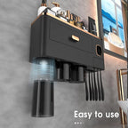 iHave Toothbrush Holders for Bathrooms - Upgrade Wall Mounted Toothbrush Holder with Toothpaste Dispenser - 3 Cups, Large Capacity Tray - Bathroom Accessories & Bathroom Storage