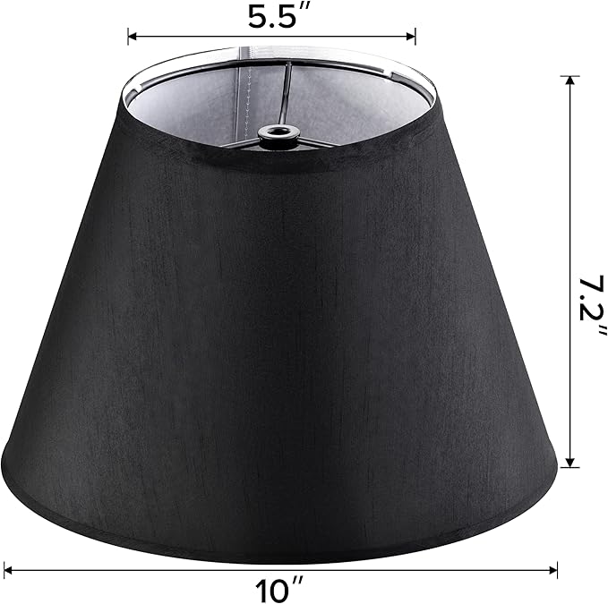 Black Lamp Shades Set of 2 Small Barrel Shades, Fabric Lampshade for Table and Floor Lamp, 5.5'' Top x 10'' Bottom x 7.2'' Height, Spider Fitting, Handcrafted By GO&SO