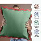 Folkulture Throw Pillow Covers for Couch, 20x20 Decorative Couch Pillows for Living Room | 100% Cotton Boho Pillow Case for Christmas Décor, Cute Outdoor Pillows, Xmas Party Accent Pillows (Mistletoe)