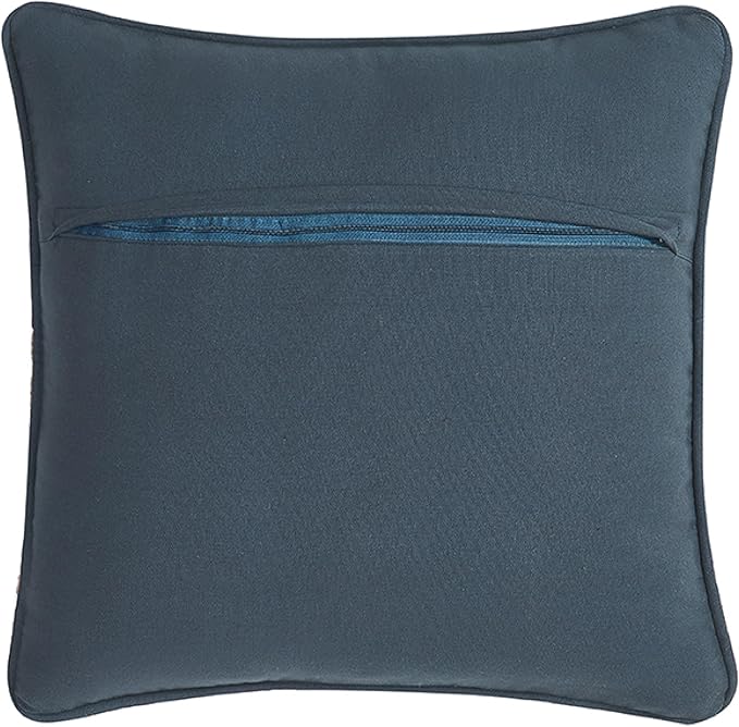 Boho Living Jada Premium Woven Design, Living Room Décor, Decorative Throw, (1) 18" x 18" Pillow Cover with Insert, Indigo