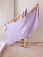 4 Pieces Muslin Towel Set for Bathroom, Luxury 100% Turkish Cotton Thin Soft Quick-Dry Lint-Free Large Size Bath Hand Towel Sets (Lilac, 2 Bath & 2 Hand Towel Set)