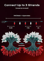 C9 Christmas Lights Outdoor, 100 FT 150 LED Connectable C9 String Lights with 8 Modes and Timer Xmas Tree Patio Roofline Garden Yard Holiday Party Indoor Outdoor Decoration, Red and White