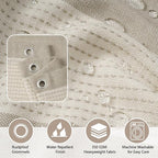 Boho Farmhouse Beige Heavyweight Shower Curtain with Tassels, 350GSM Cotton Linen Natural Fabric Shower Curtain Water Repellent, 72x72 Inch Khaki Tan Striped Country Bathroom Shower Curtains