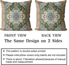Snycler Boho Throw Pillow Covers 18x18 inch Set of 2 Boho Rug Carpet Double Sided Pattern Cotton Soft Pillow Case Cushion Cover Pillowcase for Couch Sofa Bed Decorative (Green)