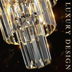 Black Crystal Pendant Light for Kitchen Island,Mini Crystal Chandeliers Modern for Dining Room,3 Tiers K9 Ceiling Pendant Light Fixture for Hallway Bedroom Closet