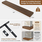 fuqing Floating Shelves for Wall, Wall Mounted Wood Floating Shelf with Invisible Brackets for Living Room, Bathroom, Bedroom, Kitchen Storage and Decor, 55 Inch Set of 2, Walnut