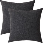 Jeneoo Graphite Grey Decorative Square Thick Accent Throw Pillow Covers Fine Textured Boucle Couch Cushion Case for Living Room Sofa Home Decor, Set of 2, 18 x 18 Inch