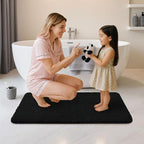 COSY HOMEER Bathroom Rugs Mat 24”x48” Absorbent Non-Slip Bath Mat Plush Shaggy Machine Washable Bath Rugs Soft Polyester Bath Mats for Bathroom Floor,Tub and Shower,Black