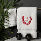 Decorative and Monogrammed Hand Towels for Bathroom Kitchen Makeup | Personalized Gift for Wedding-Bridal | Roman Font Custom Luxury Turkish Towel | Spa Collection, Oversized, 16 X 30 Inch, Set of 2