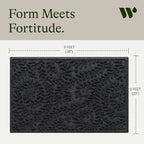 WaterHog Indoor/Outdoor Use Door Mat, 2' x 3', Made in USA, Welcome Mat for Front Door, Durable, Water-Trapping Floor Rug, Decorative, Skid-Resistant Entryway Rug, Boxwood Collection, Charcoal
