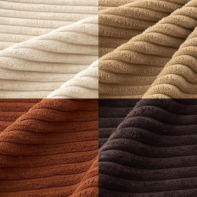 MIULEE Boho Farmhouse Throw Pillow Covers 18x18 Inch Set of 4 Rustic Mordern Neutral Cushion Covers Soft Corduroy Nordic Home Decor for Couch Bed Sofa Living Room Brown-Beige