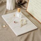 Koville Natural Marble Cutting Board for Kitchen Countertop, 12" x 8" Pastry Bread Macaron Display Board, Real Stone Slab Marble Cheese Boards, Bathroom Perfume Tray Candle Plate(Nestos White)