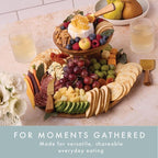 Charcuterie Boards Gift Set - Acacia Two-Tier Serving Tray Cupcake Stand Display with Knife Set and Bowls for Entertaining