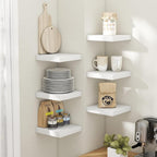 Floating Shelves for Wall with Invisible Brackets, Wall Mounted Engineered Wood Shelves with Wood Grain for Living Room, Bedroom, Bathroom, Kitchen Decor and Storage, Oak, 8"L Set of 3, White
