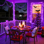 JMEXSUSS 163 FT 500 LED Purple Halloween Lights, 8 Modes Purple Light Indoor Outdoor Waterproof, Remote Control Christmas String Lights Plug-in for Halloween Roof Bedroom Party Tree