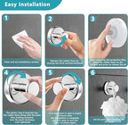 Suction Cup Hooks for Shower,Removable No Drill Towel Hooks,Upgraded 15 lbs Strong Suction hooks for Bathroom Tile,Shower Wall,Glass Door,Kitchen-Loofah,Coat,Stainless Waterproof-Chrome 4 Pcs