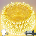 Voice Control Smart Christmas Lights Indoor Outdoor, Clear Wire 66Ft 200 LED String Lights Waterproof, 12 Modes Twinkle Fairy String Light for Xmas Tree Wedding Party Bedroom Decorations (Warm White)