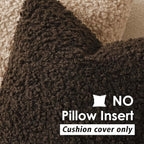 Foindtower 2 Pieces 22x22 Inch Dark Brown, Faux Fur Throw Pillow Cover Accent Sherpa Furry Pillow Covers Fuzzy Soft Pillowcases Cozy Sheepskin Decorative Fleece Cushion Case for Bed Couch Living Room