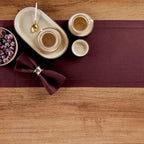 Solino Home Linen Burgundy Table Runner 144 Inches Long - 100% Pure Linen Extra Long Table Runner 14 x 144 Inch for Fall, Autumn, Thanksgiving, Christmas, Holiday - Classic Hemstitch