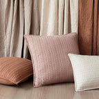Foindtower Set of 2 Decorative Cotton Waffle Weave Throw Pillow Covers Euro Shams Cushion Covers Accent European Pillowcase for Bed Couch Sofa Bedroom Living Room Home Decor 22×22 Inch Dusty Pink