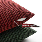 MIULEE Boho Farmhouse Throw Pillow Covers 18x18 Inch Set of 4 Soft Neutral Pillow Covers Christmas Red and Green Corduroy Couch Pillowcases Home Decor for Sofa Living Room Bed