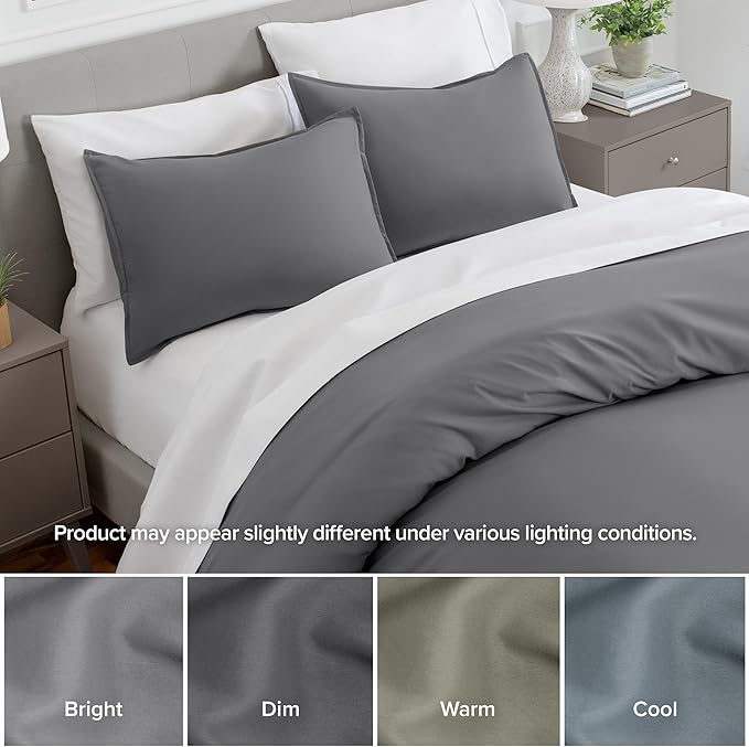 Bare Home King Pillow Sham Covers - Set of 2 - Premium 1800 Ultra-Soft Microfiber - Double Brushed - Stain & Fade Resistant - Bed Pillow Shams - Pillows Not Included (Set of 2, Grey)