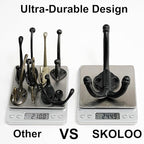 SKOLOO Heavy Duty Black Wall Hooks, Farmhouse Style Cast Iron Hooks, Pack of 5, Ideal for Backpack, Coat, and Towel Hooks - Perfect for Entryway, Mud Room, Closet and Bathroom Storage