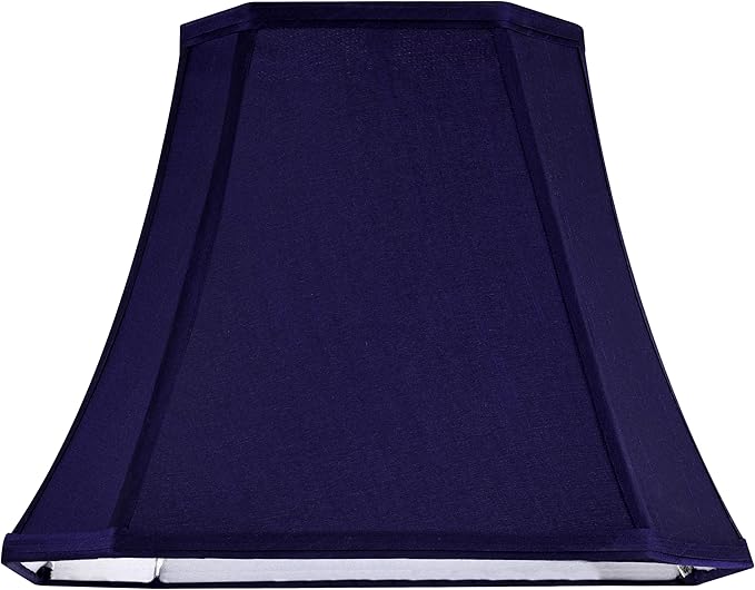 GO&SO Square Lamp Shade Blue Cut Corner Octagonal Lampshade Replacement, 8x14x11 Inch for Medium Table Lamps and Floor Lamp,Natural Faux Silk Modern Handcrafted, Easy Assembly Required (Single)