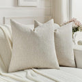 FUTEI Natural Linen Chenille Decorative Throw Pillow Covers 16x16 Inch Set of 2,Soft Cozy Faux Linen Textured Cushion Case,Farmhouse Home Decor for Couch Living Room