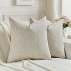 FUTEI Natural Linen Chenille Decorative Throw Pillow Covers 16x16 Inch Set of 2,Soft Cozy Faux Linen Textured Cushion Case,Farmhouse Home Decor for Couch Living Room