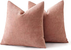 MIULEE Pack of 2 Decorative Throw Pillow Covers Soft Chenille Throw Pillows Solid Textured Cushion Covers for Spring Valentine's Day Couch Sofa Bedroom Living Room 20x20 Inch, Blush Pink