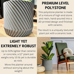 Fox & Fern Large 12 Inch Planter — Premium Polystone Gray Plant Pot with 3D Texture and Drainage Plug; 12 Inch Pots for Plants Indoor; Large Planter for Indoor & Outdoor Plants
