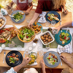 Supernal 32pcs Wheat Straw Dinnerware Sets,Plastic Plates and Bowls Sets for 8,Unbreakable Plates and Bowls Sets Dishwasher Safe Microwave Safe Fun Colors Perfect for Cooking Family Camping Picnics
