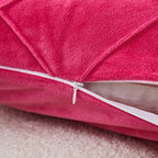 JAUXIO Diamond Pinch Pleated Crystal Velvet Pillowcases 2 Pack Solid Pintuck Throw Cushion Cover for Home Decor Hidden Zipper Closure (Hot Pink, Standard)